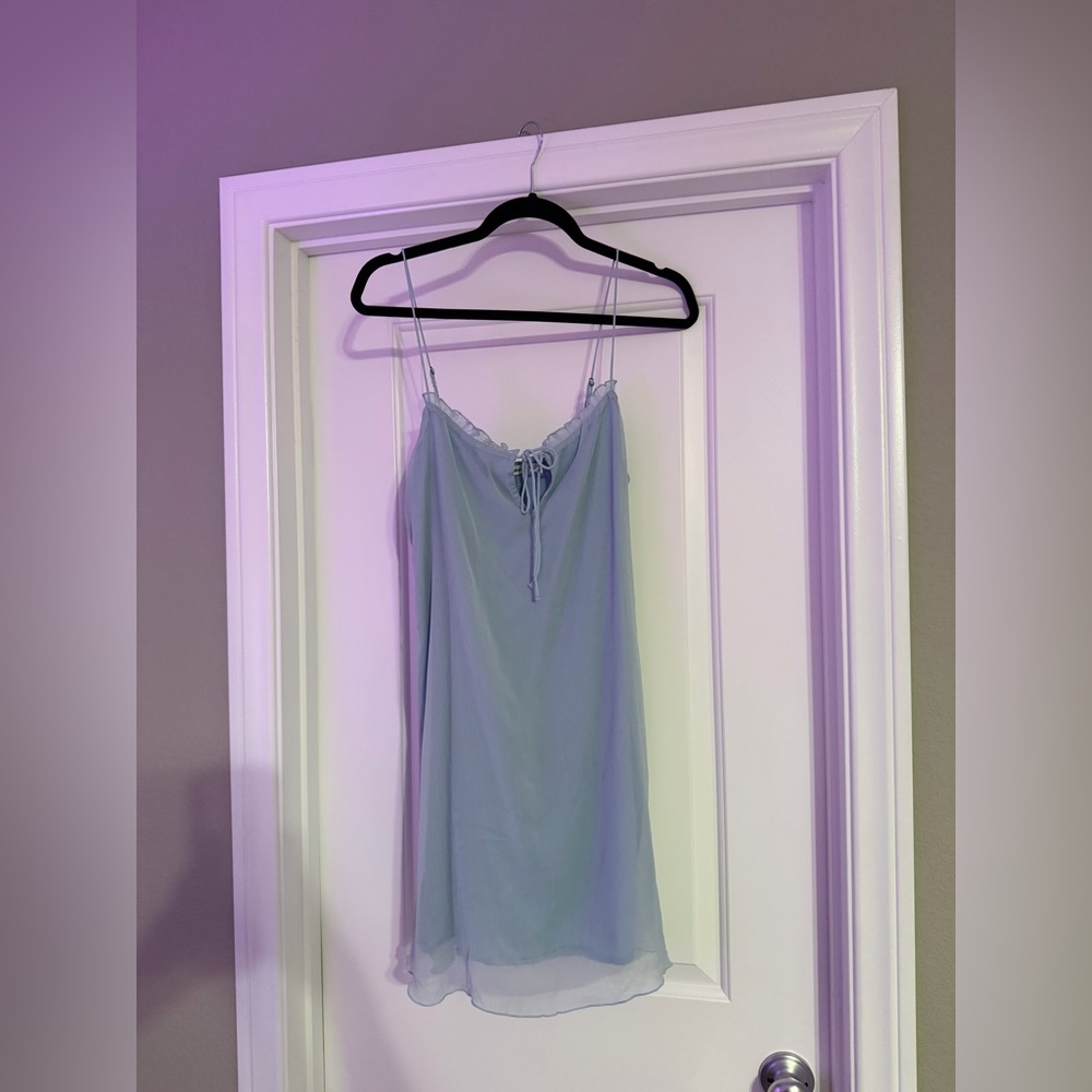 Abercrombie & Fitch Powder Blue Slip Dress with Lace Trim